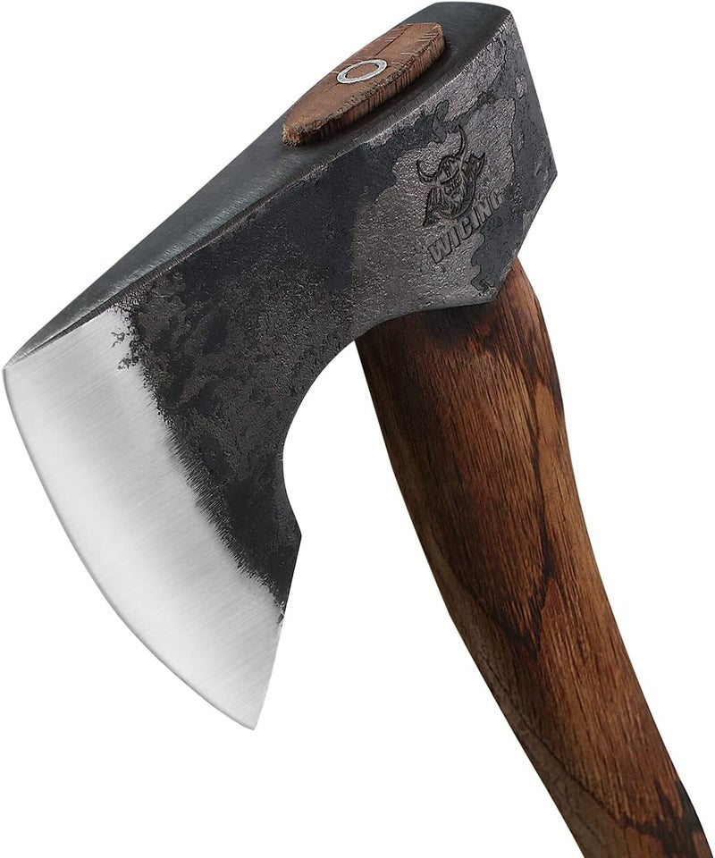 WICING 13.5 Inch Hatchet, Camping Axes and Hatchets 1065 Carbon Steel and Beech Handle, with Leather Sheath - Image 3